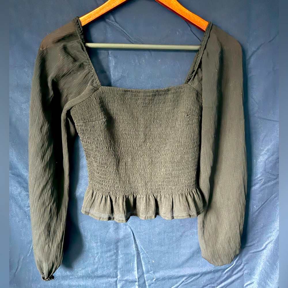 Black mesh sleeved blouse fits small-medium